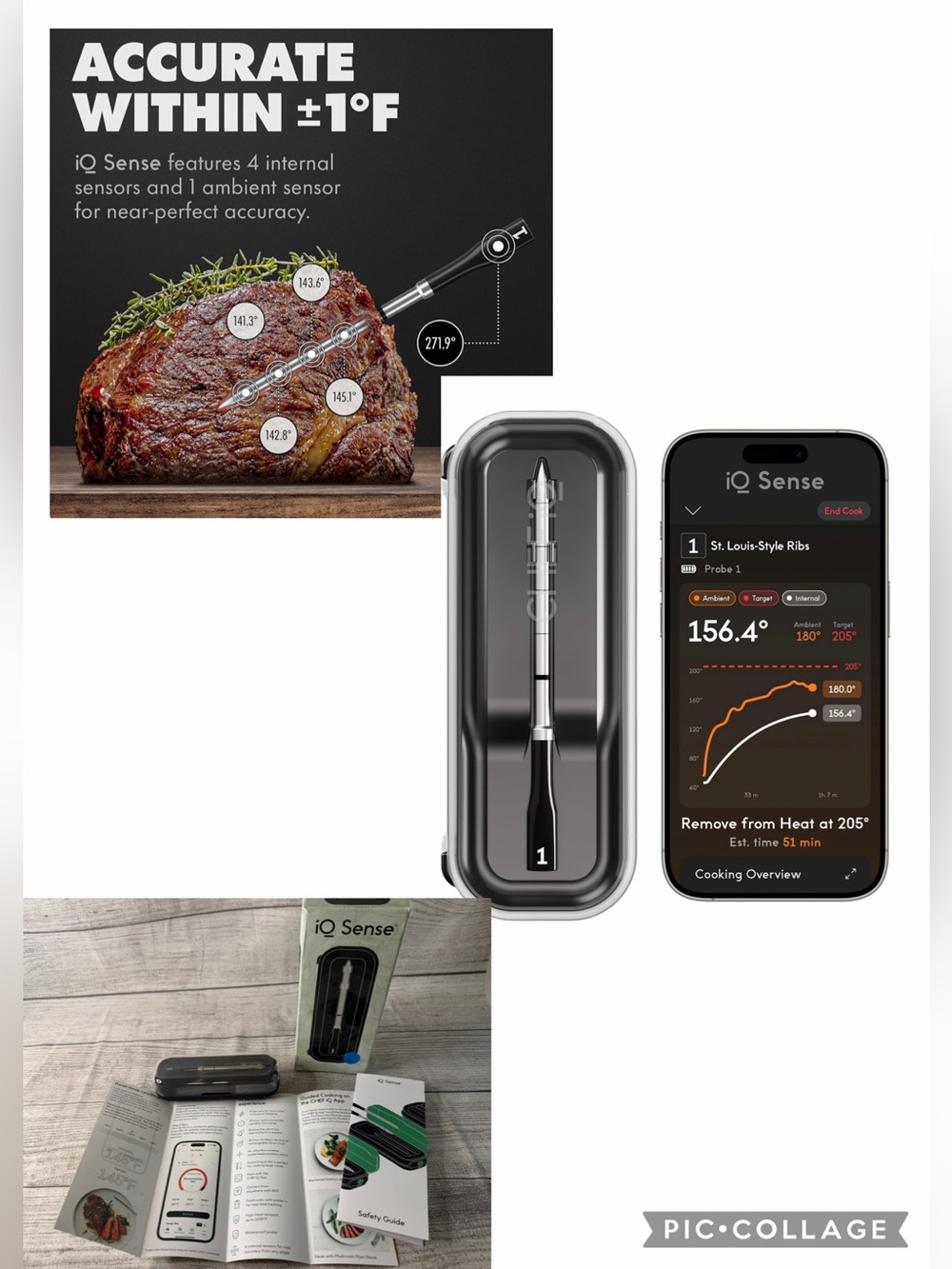 Wireless Instant-Read Meat Thermometer Probe - Black